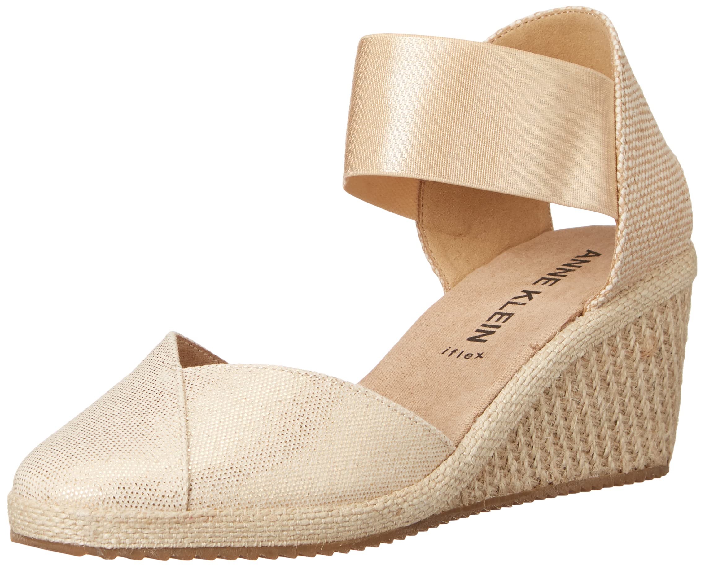 Anne Klein Women's Zoey Wedge Sandal, Natural Gold, 11