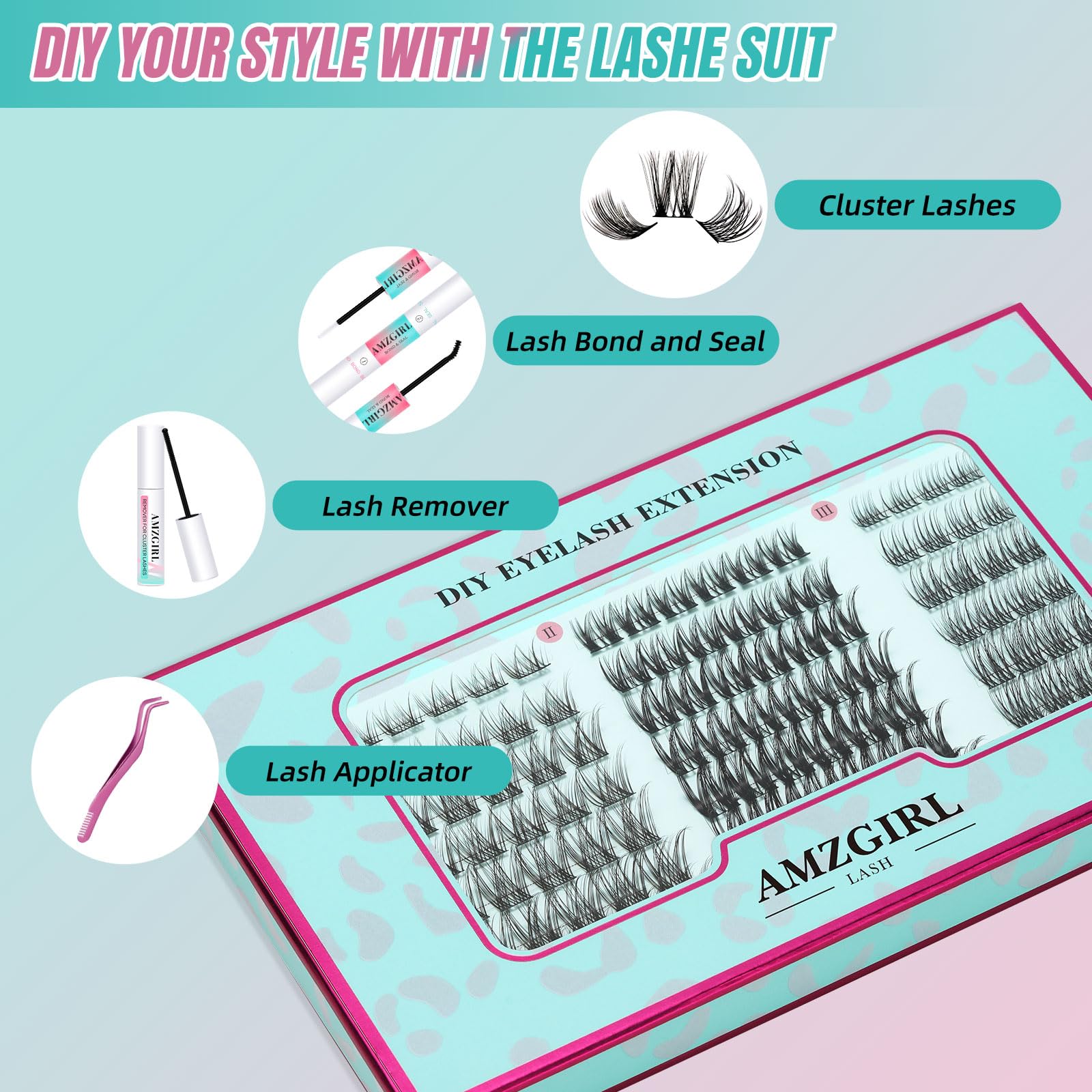 Lashes zestaw do przedłużania rzęs, zestaw 144 sztuk, 8–16 mix, wiązanie i pieczęć i pęseta (8–16mix)