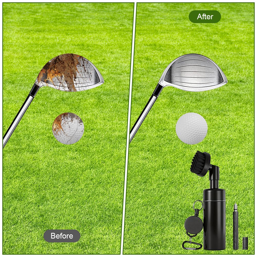 Vicloon Niezbędna szczotka do czyszczenia kijów golfowych, 3 zestawy akcesoriów golfowych, zestaw podstawowy do gry w golfa ze szczotką i ręcznikiem, narzędzie do ostrzenia rowków golfowych, prezent