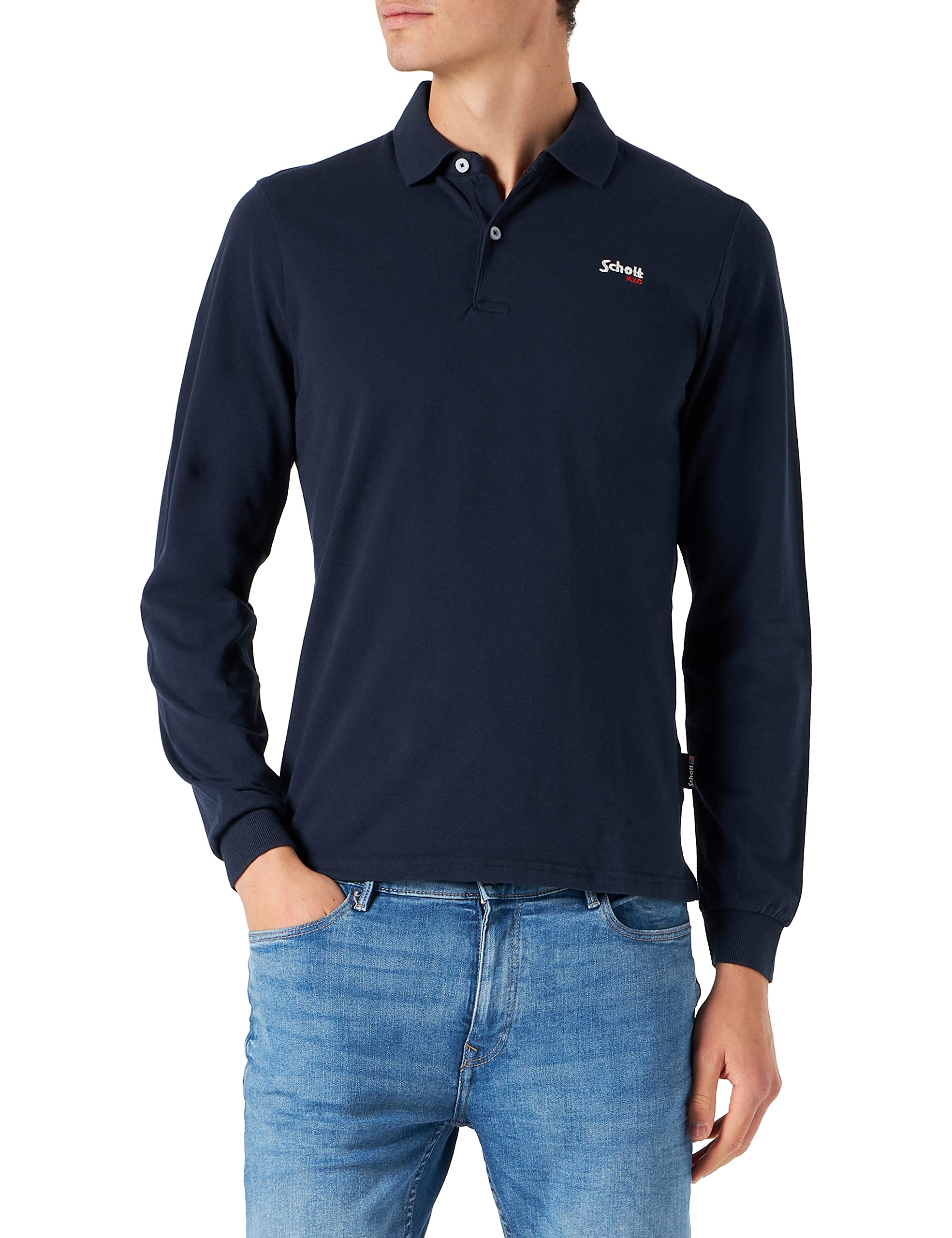 Schott NYC PSJAMES2ML Polo, Navy, XL Men's