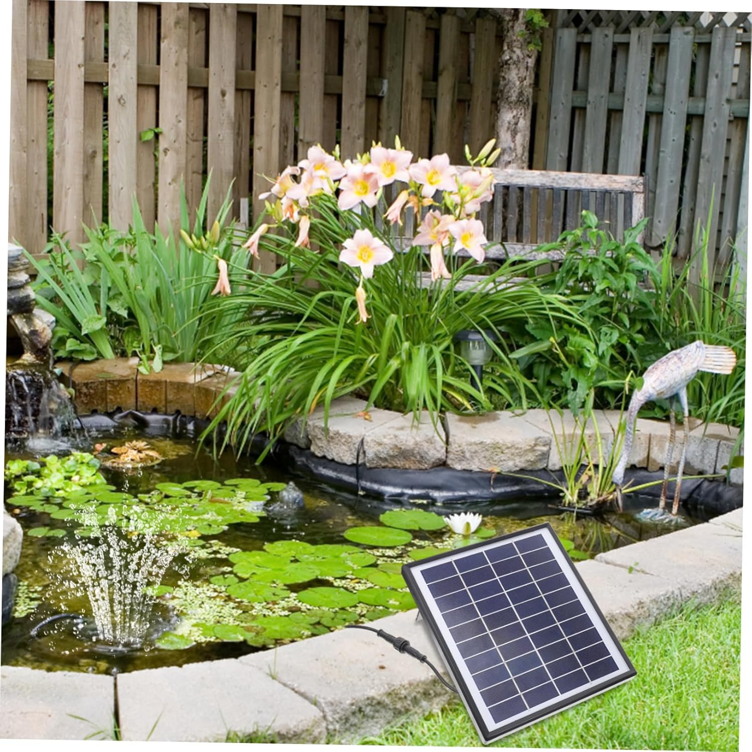 HEMOTON 1set Solar Fountain Pump Kit Solar Water Pump for Garden and Bird Bath Nozzle Easy to Install Outdoor Fountain for Beautiful Landscapes