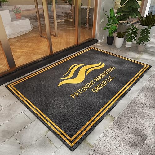 Miniatura 8 de MAOVOT Tapete personalizado para puerta, diseño personalizado, con logotipo, tapete de entrada comercial con parte trasera de goma antideslizante,
