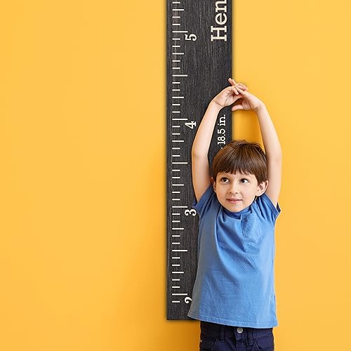 Vista 5 de Personalized Wooden Kids Growth Chart Ruler for Boys & Girls, Custom WName - Text, 5 Various Wood Colors - Nursery Hanging Wall Decor, Unique Baby