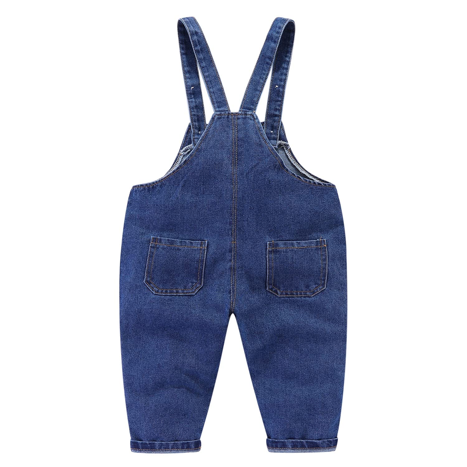 Mud Kingdom Salopette in denim per bambini con bretelle regolabili Jean Ovearalls in cotone tinta unita abbigliamento da lavoro per bambini da 12 mesi a 8 anni