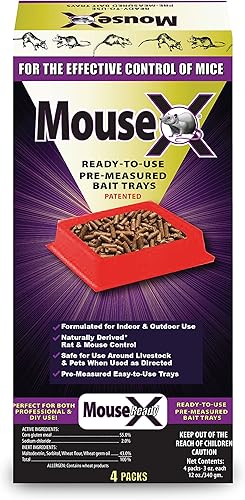 EcoClear Products 620109, MouseX Bandejas de cebo premedidas de 3 onzas listas para usar, paquete de 4