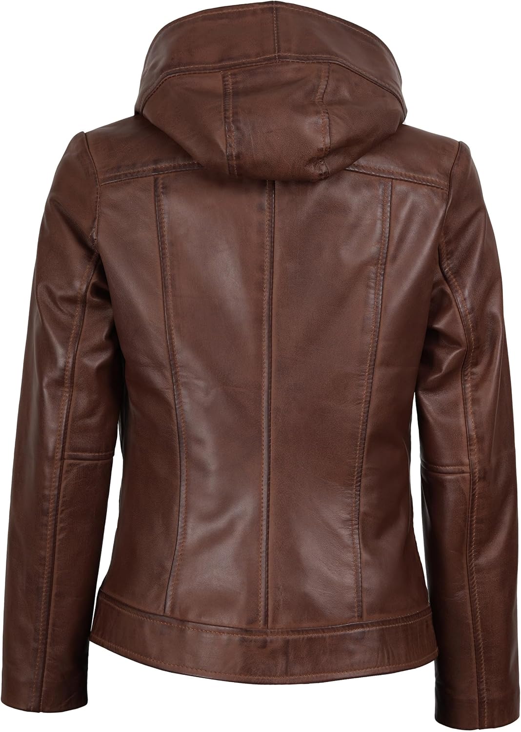 fjackets Real Lambskin Stylish Hooded Leather Jacket for Women - Womens Leather Jackets With Hood - Image 5