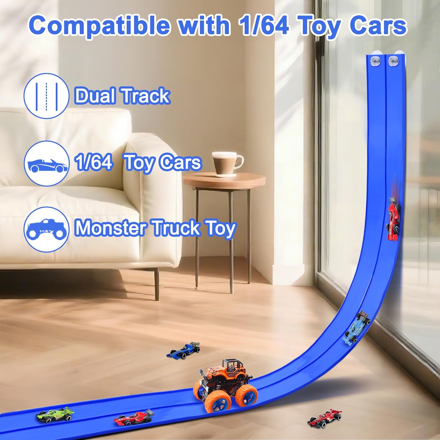 15 Ft Flexible Race Track Set with 6 Toy Cars for Kids
