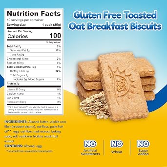 ChocZero Sugar Free Toasted Oat Breakfast Biscuits, Gluten Free