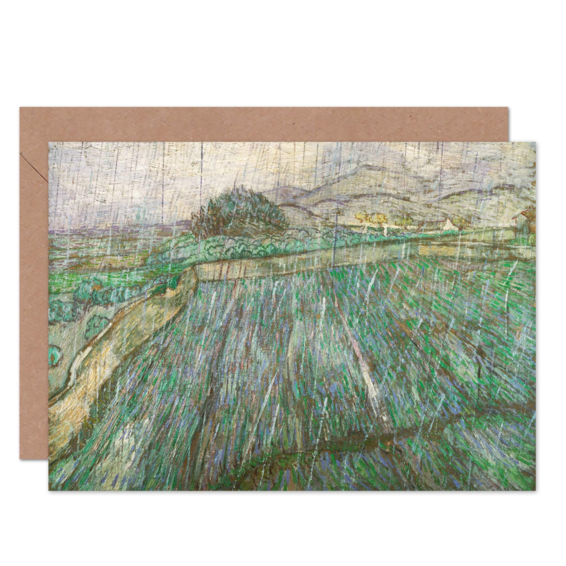 Artery8 Vincent Van Gogh Dutch Rain Fine Art Greeting Card Plus Envelope Blank Inside