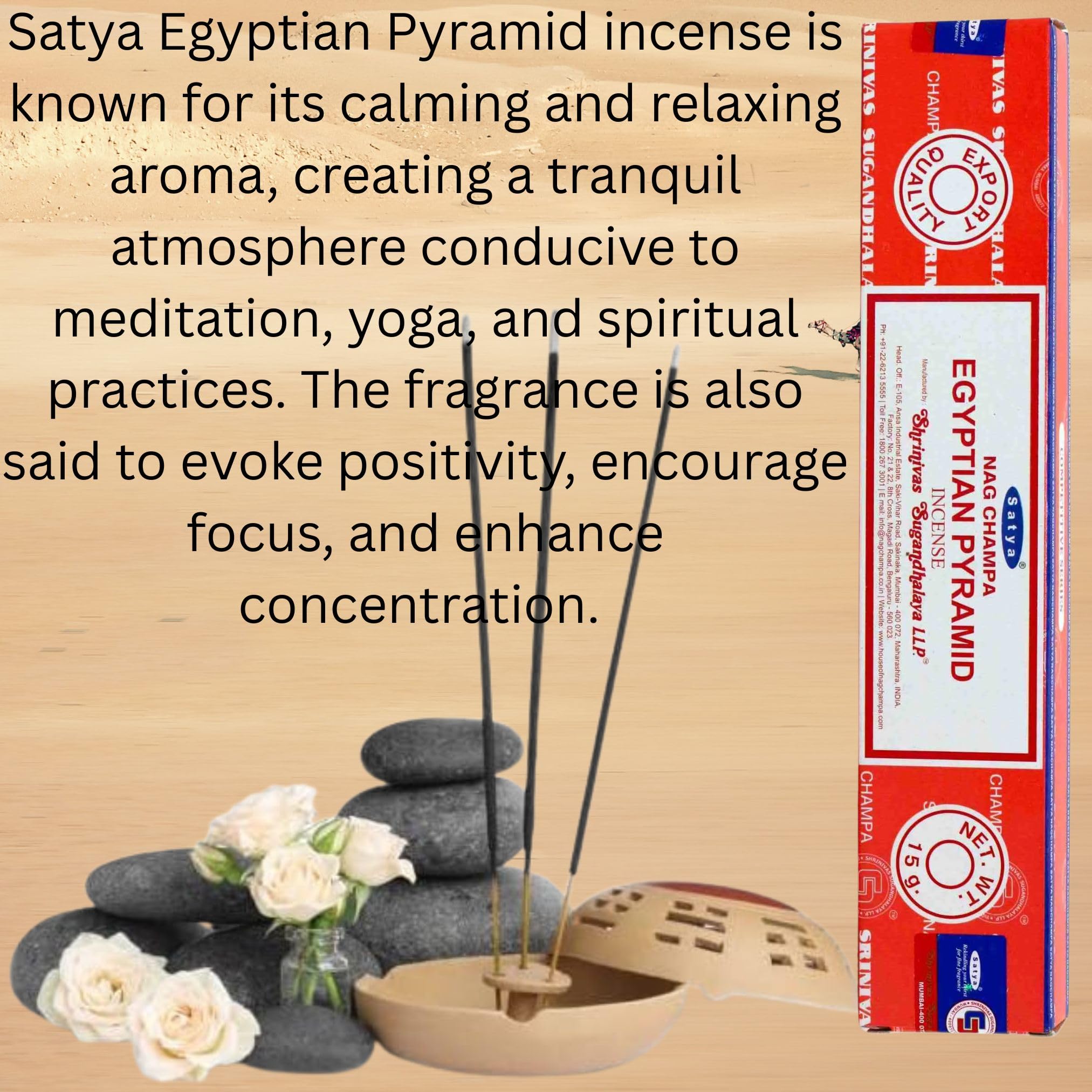 Satya Nag Champa Incense Sticks Pack of 3 X 15G with Free Holder Agarbatti for Home Outdoor, Aromatherapy, Spa, Yoga - Image 2