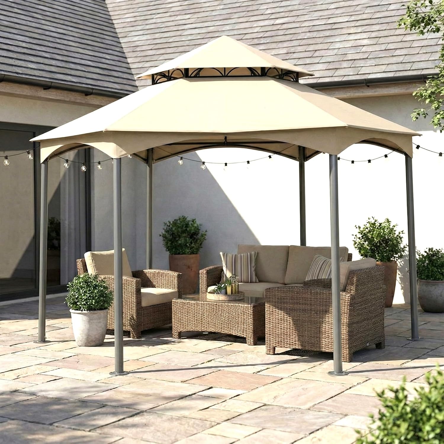 Garden Winds Durable Replacement Canopy Top Cover Compatible with The L-GZ793PST-A Southbay Hexagon Gazebo - Classic Sand, 350