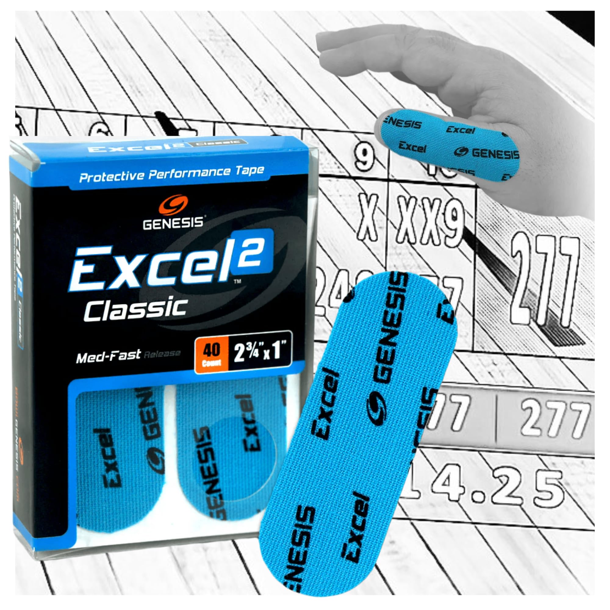 Excel Classic # 5 Bandes de Protection Performance pour Le Pouce et Les Doigts, Libération de Bowling, Bande, Adhésive, Texturée, Accessoires Bowling, Tape (Lente/Aqua) (40 pièces). U-Turn Sport