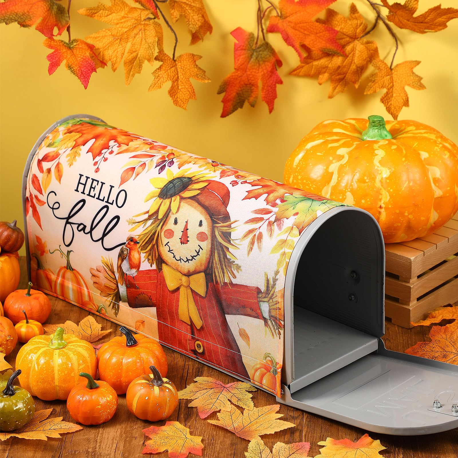 Snapklik.com : Blosssound Fall Mailbox Cover Magnetic Scarecrow Post