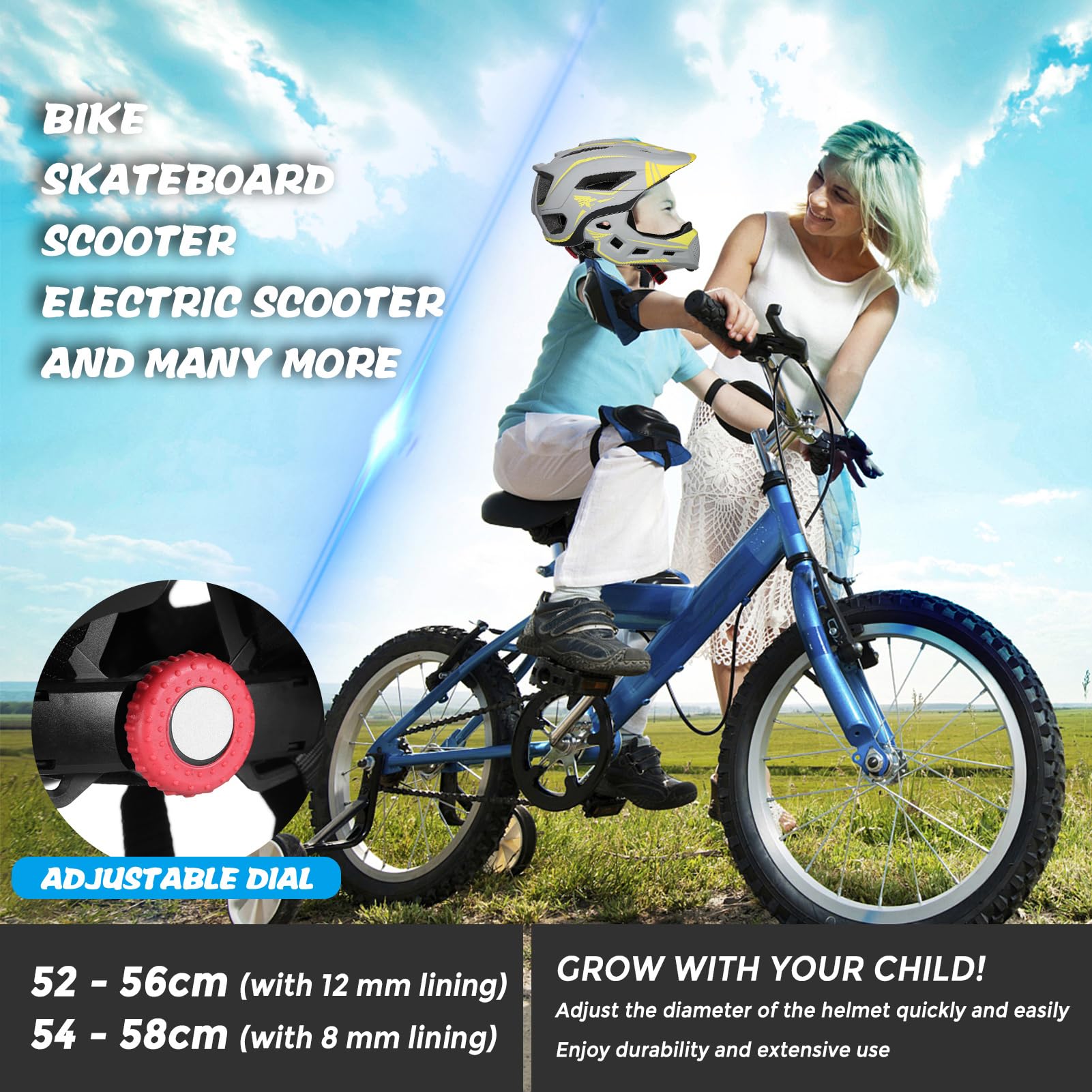mingzhe Casco de Bicicleta para Niños de Cara Completa Desmontable con