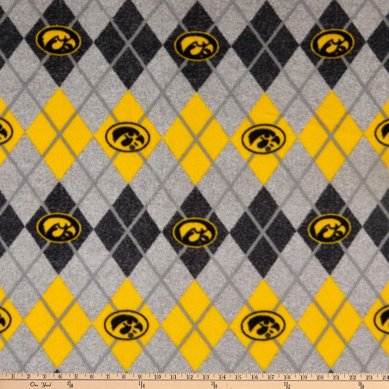 NCAA Iowa Hawkeyes Heather Argyle Fleece Multi Fabric by the Yard