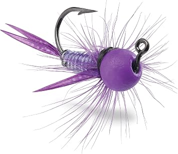 VMC Tungsten Bullfly Jig, High-Density Ice Fishing Jig with Lifelike Bug-Style Body and Feather Tail for Panfish, Crappie, Bluegill, Perch, and Trout