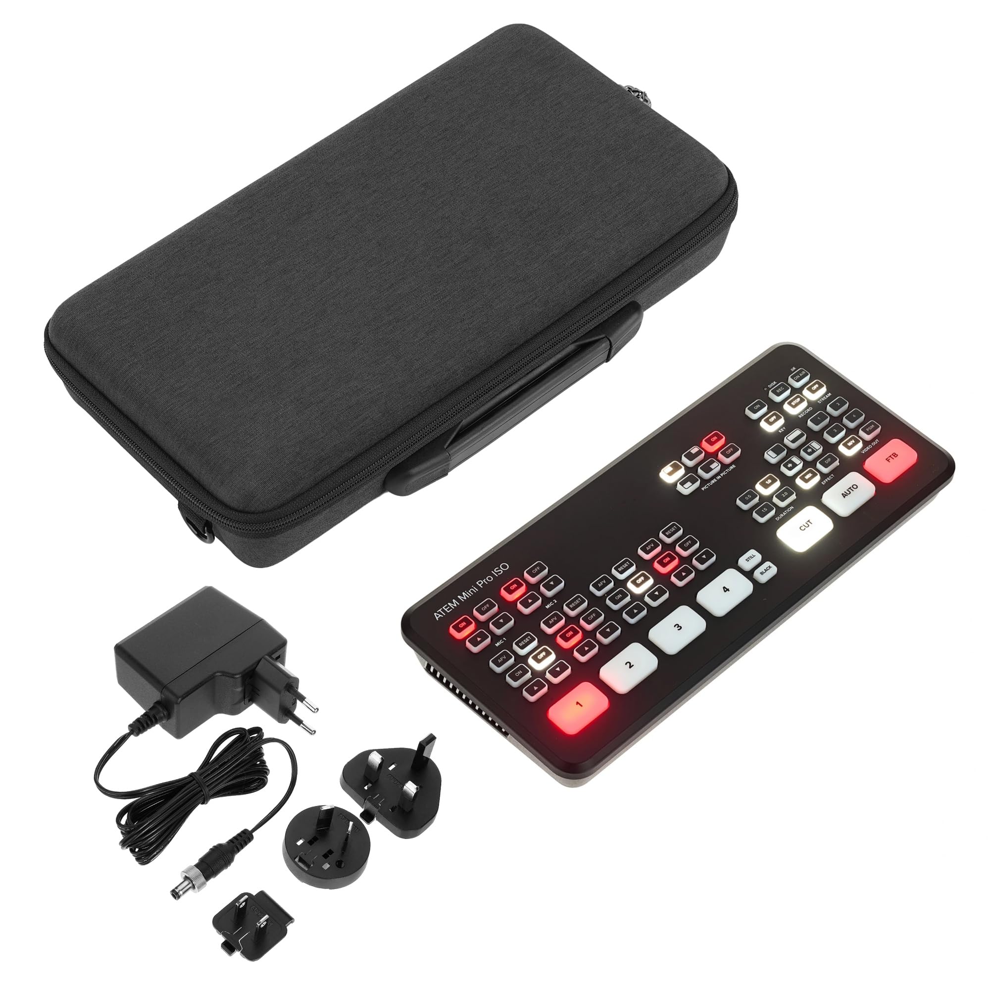 GEEKRIA Funda de Transporte, Compatible con Blackmagic Design ATEM Mini Pro/ATEM SDI, Bolsa Protectora de Carcasa rígida EVA (Gris Oscuro)