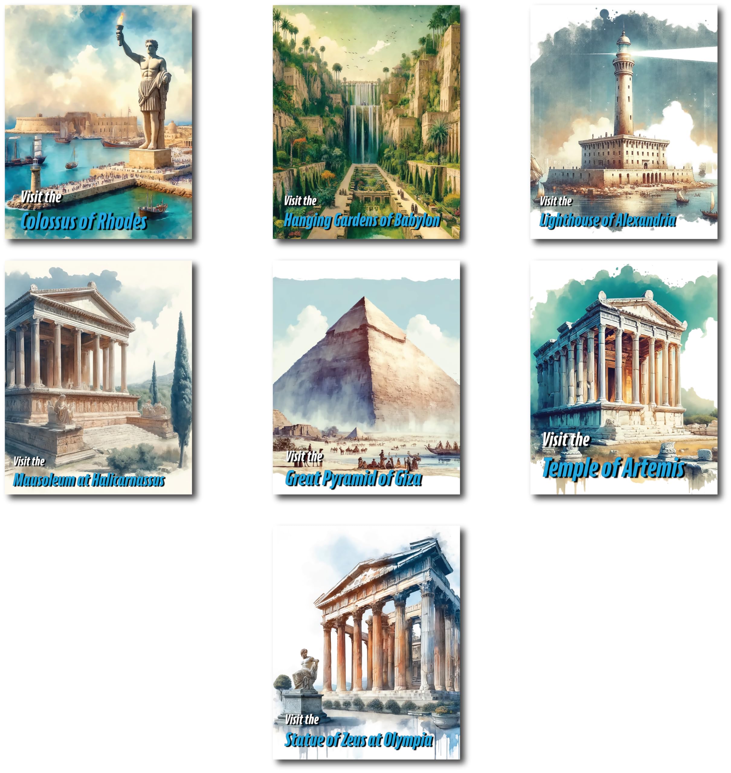 Amazon.com: Set of 7 - Seven Wonders of the Ancient World Tourist