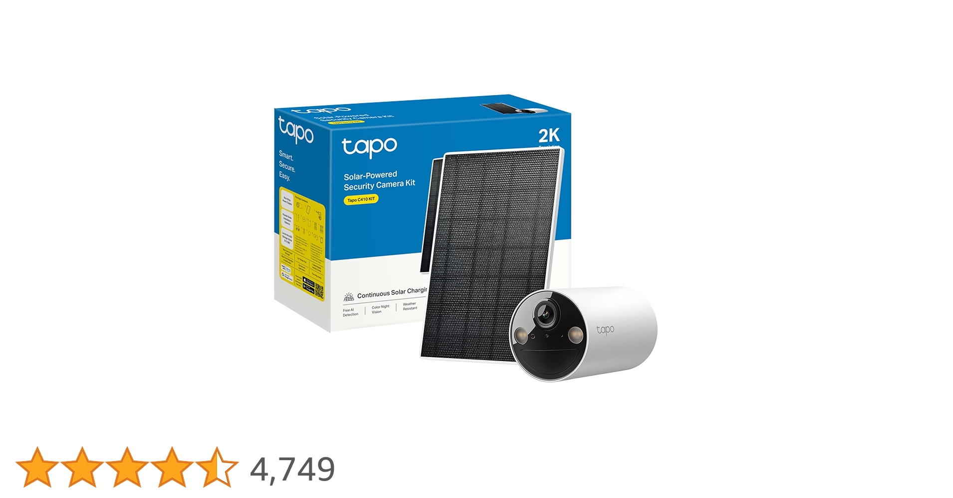 Tapo C410 KIT Solar Surveillance Camera Outdoor Battery, 2K 3MP