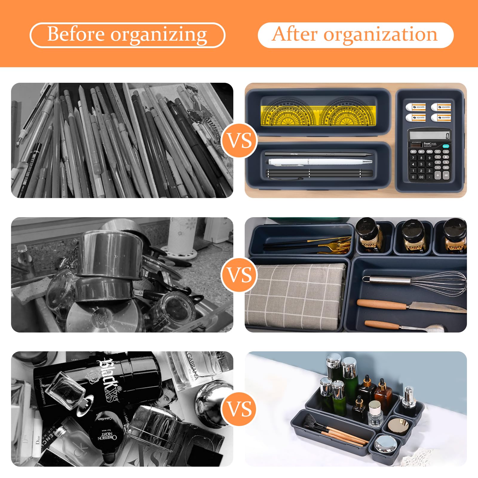 Utoplike Organizzatore per cassetti da cucina in babù espandibile