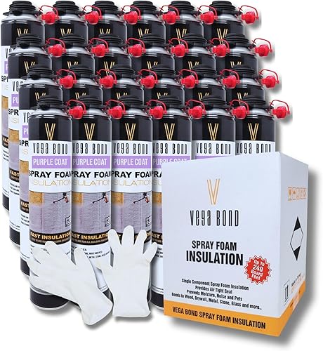 Miniatura 9 de Vega Bond Purplecoat - Espuma en aerosol de aislamiento de celda cerrada de un solo componente premium, autoexpandible, 29 onzas, aerosol acústico,