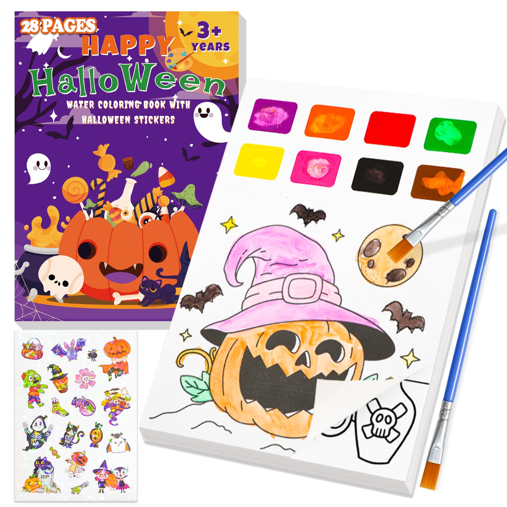 Yeolepor Halloween Crafts for Kids Toddlers Paint with Water Book &amp; Sticker