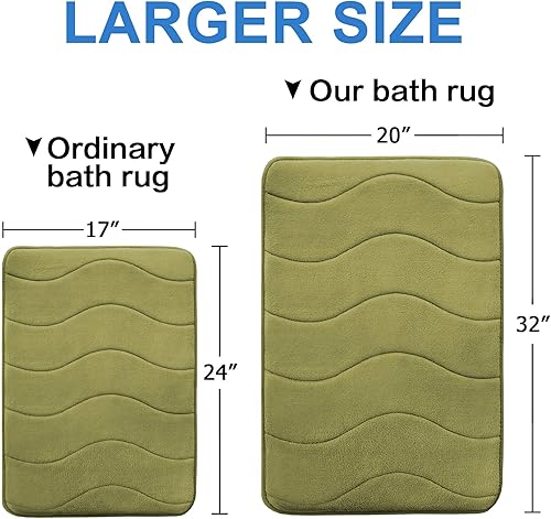 Vista 107 de Flamingo P Tapete de baño de espuma viscoelástica, extra largo, antideslizante, absorbente de agua, grueso, suave, lavable, 47 x 17 pulgadas