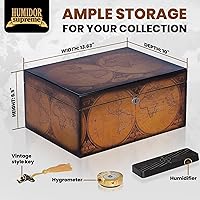 Vista 6 de Humidor Supreme Old World Humidor de Puros de Escritorio - Almacenamiento de Puros de Escritorio con Bandeja de Cedro Español y Divisores Caja