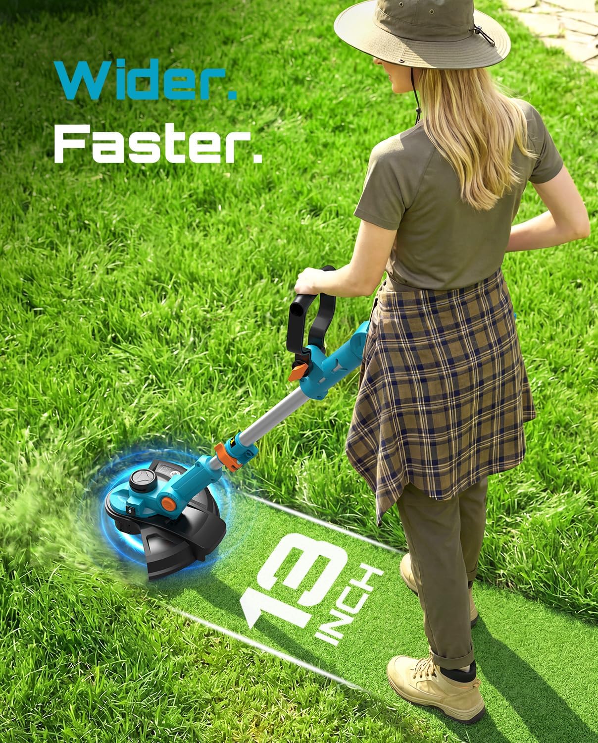 SEESII String Trimmer, 13" Electric Weed Wacker with 2×40000mAh Batteries and Charger, 21V Brushless Weed Eater with Telescopic Pole(42"-56"), Auto-Feed, Lightweight Cordless Edger for Yard/Lawn