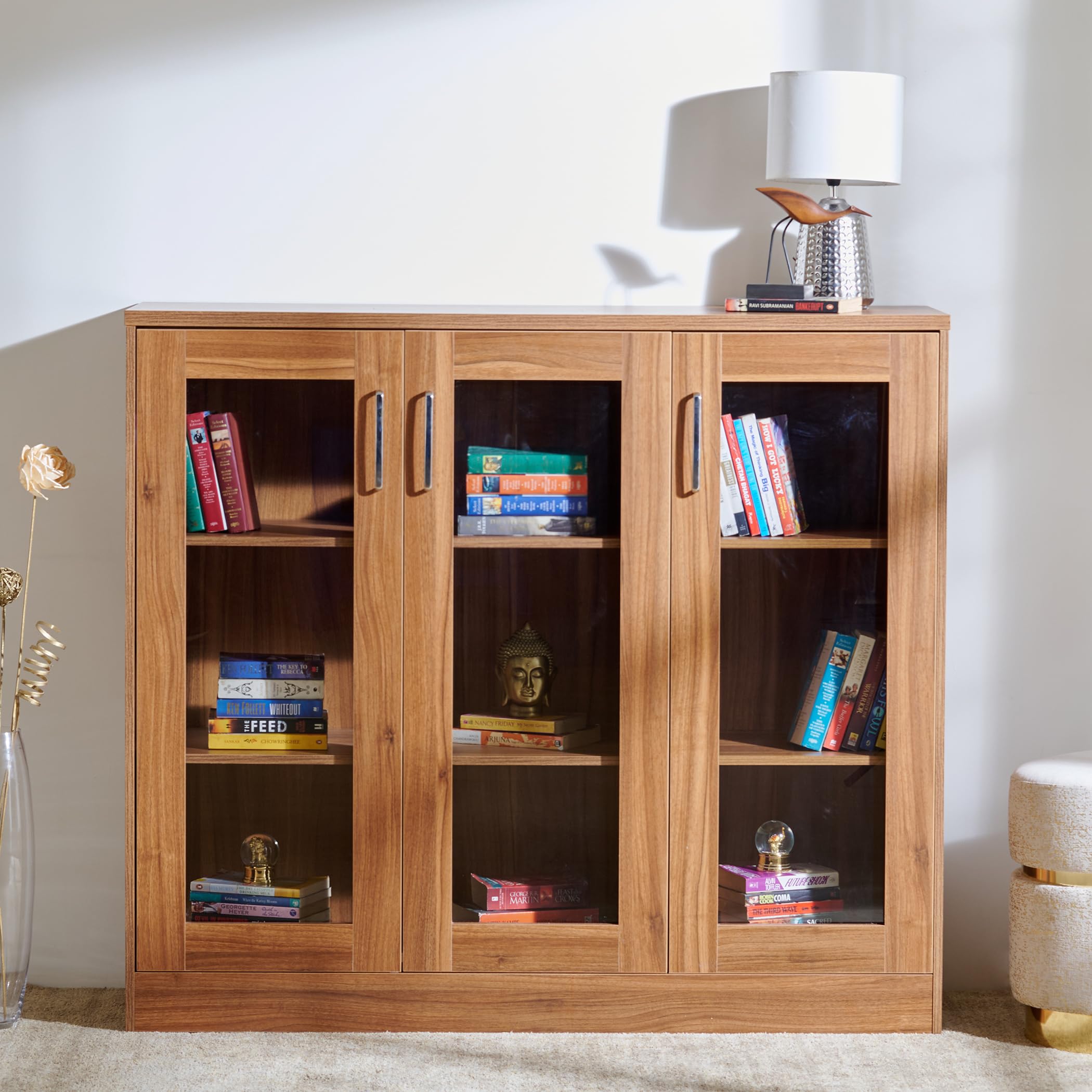 Home Centre Quadro 3-Door Book Cabinet - Brown-image-36