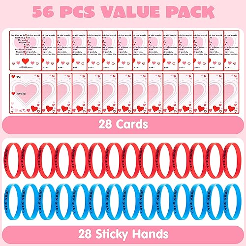 Miniatura 2 de JOYIN 56 tarjetas del día de San Valentín con pulsera de silicona, pulsera de goma de John 316, tarjetas de regalo de San Valentín para niños,