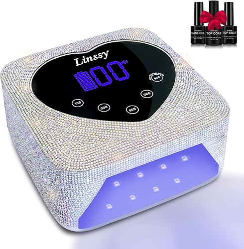 Linssy Lámpara de uñas, lámpara de uñas LED UV inalámbrica de 72 W, secadora de uñas recargable con 5 ajustes de temporizador, luz profesional para