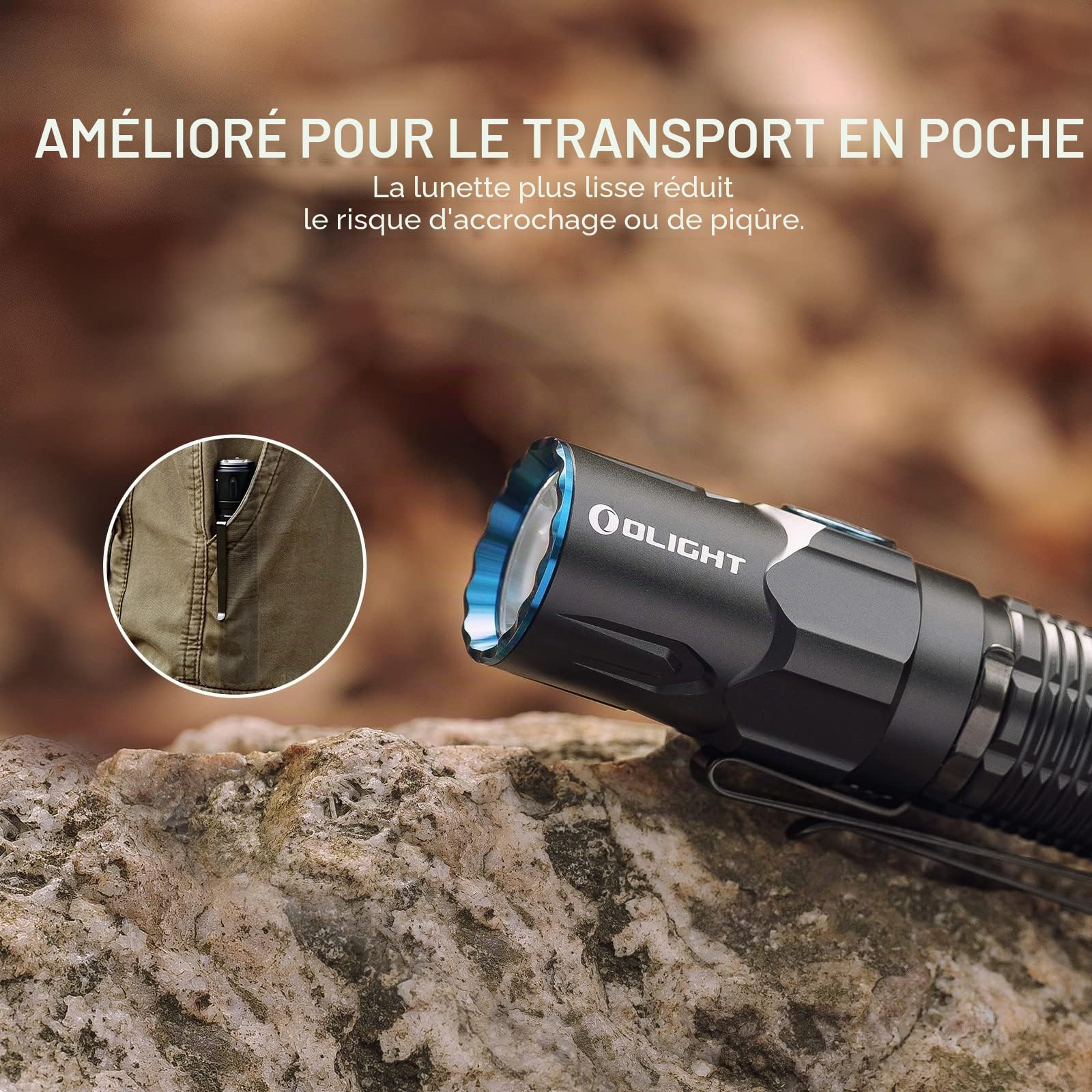 Olight Warrior 3S Lampe Torche Tactique Lampe de Poche 2300 Lumens Puissante Double Interrupteur Rechargeable avec un Capteur de Proximité pour l'Extérieur, le Camping, la Randonnée (Noir)