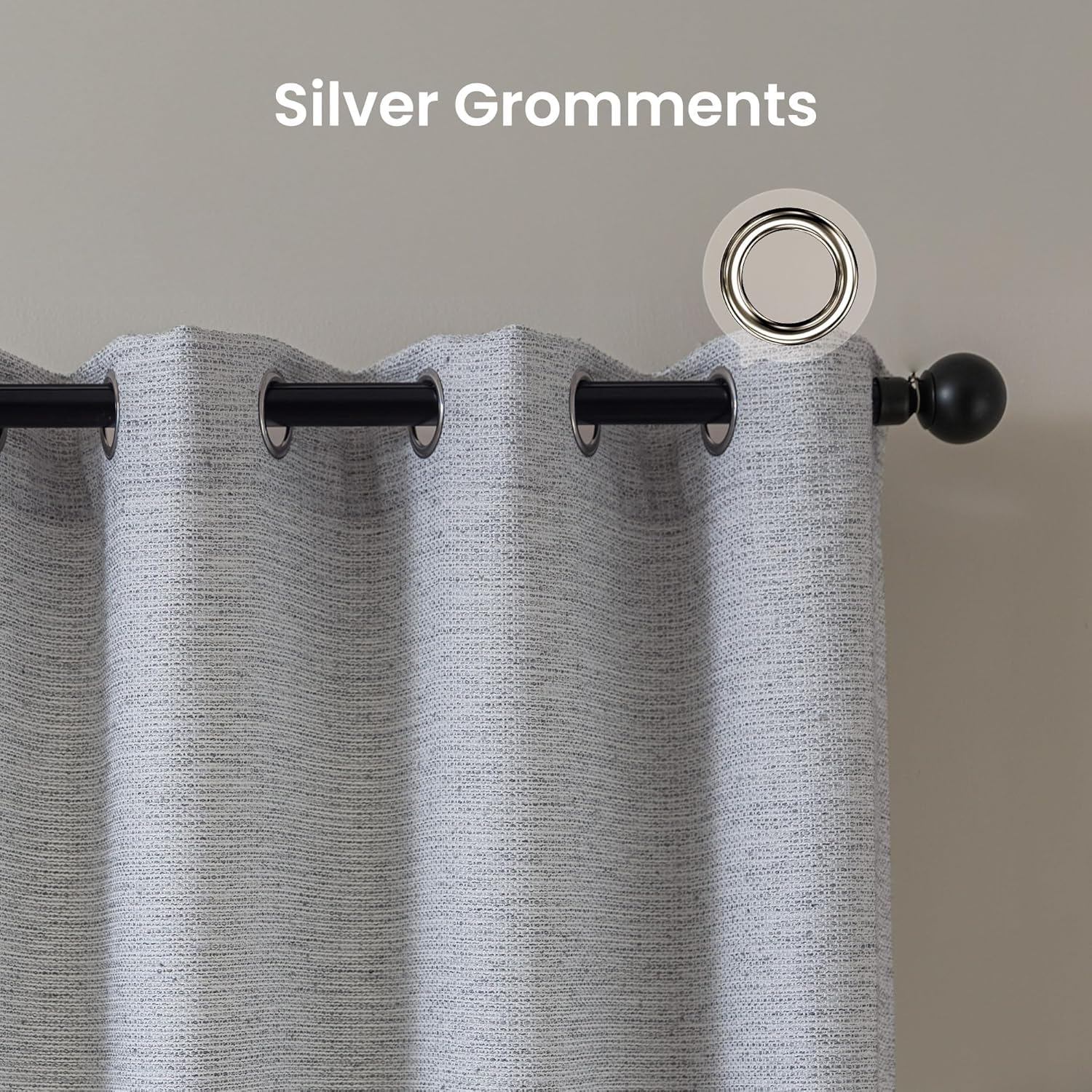 SLEEP ZONE Gray Light Blocking Curtains for Bedroom and Living Room, Drapes with Thermal Insulation for Room, Machine Washable 2 Panels, 52" W× 63" L