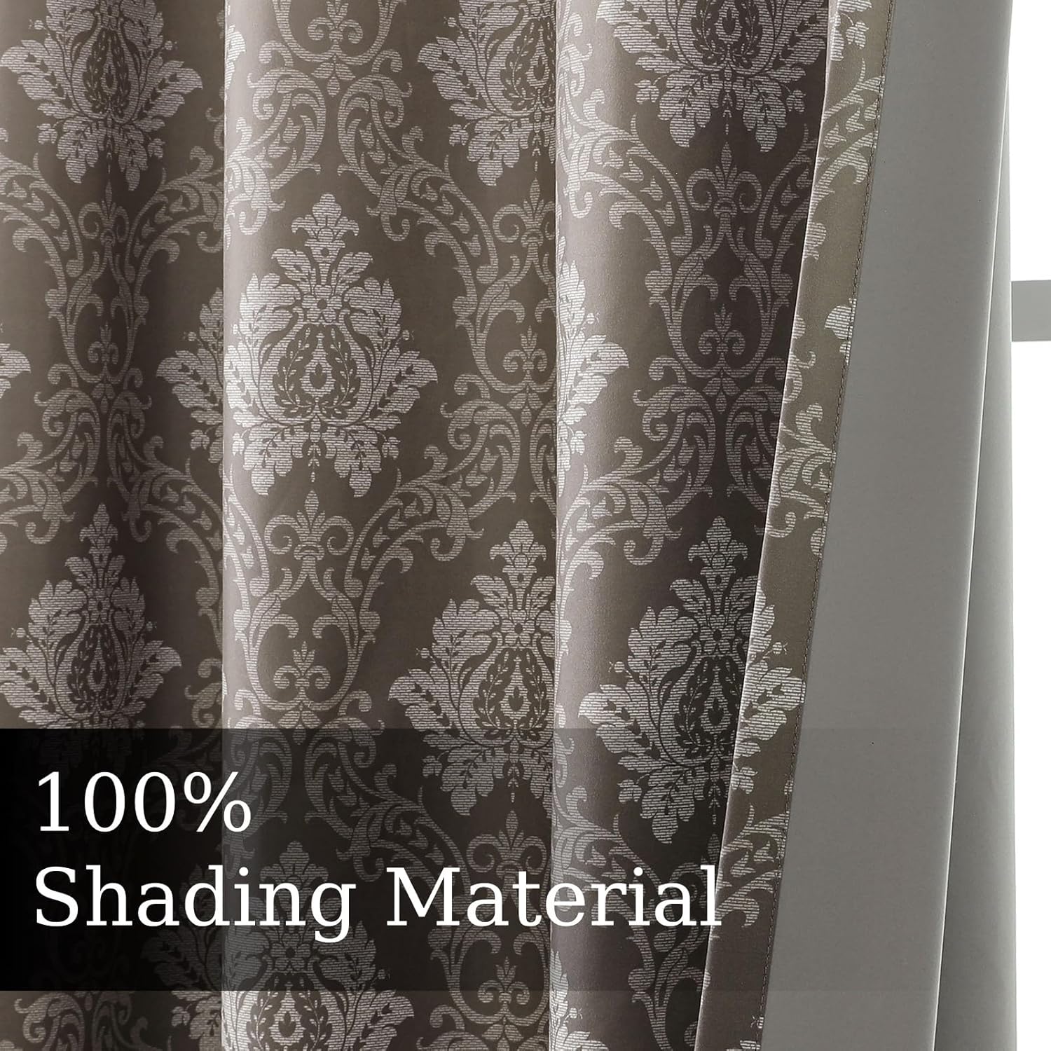 Flyfun Medallion Ombre Blackout Curtains 84 Inch Long, Thermal Insulated Energy Saving Grommet Bedroom Curtains 2 Panel Sets, Damask Pattern (Coffee, 52W x 84L)