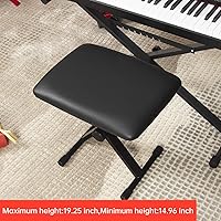 Vista 3 de AODSK Banco para teclado estilo X con cojín acolchado, banco de piano ajustable, taburete plegable con asiento, algodón ignífugo, diseño