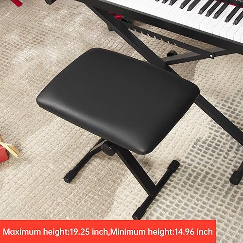 Miniatura 3 de AODSK Banco de teclado estilo X acolchado, banco de piano ajustable plegable silla asiento, algodón ignífugo, diseño antideslizante