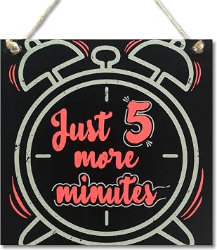 CARISPIBET Just 5 More Minutes Home Signs Bedroom Decoration Signs Decorative Sign Gift for Gamer Door Sign Game Room Signs 8" x 8"
