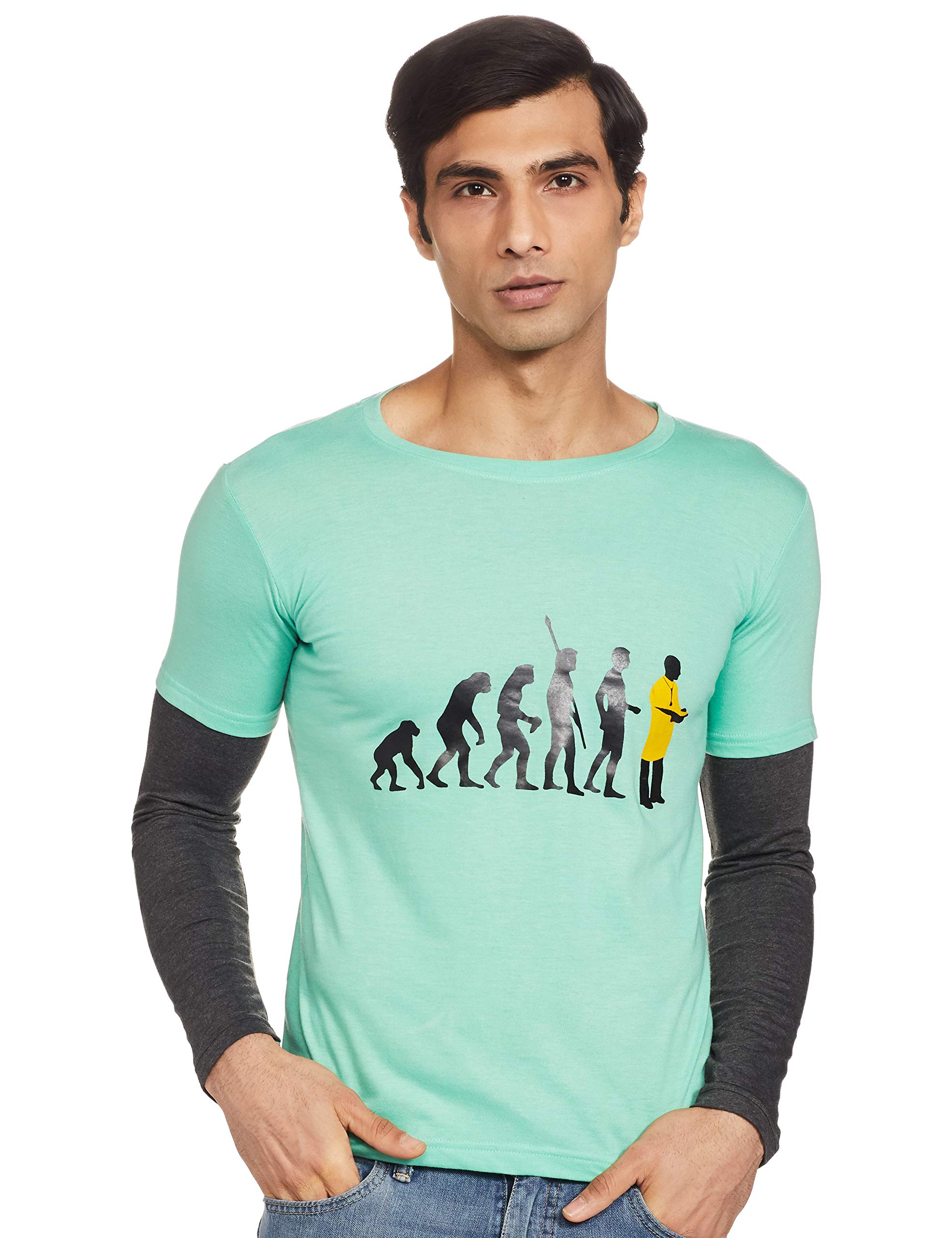 Campus SutraPrinted Men Round Neck Green T-Shirt