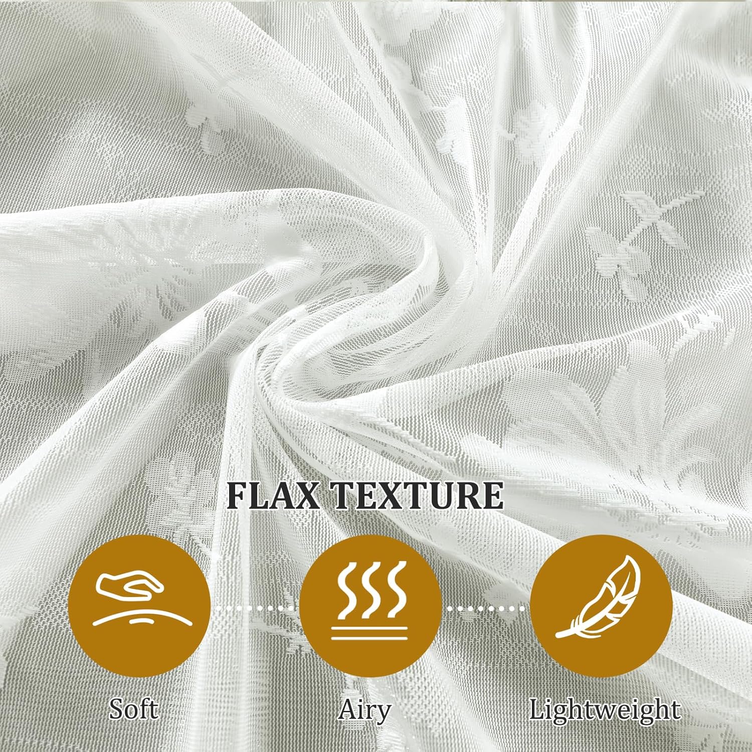 VOGOL Sheer White Curtains 84 Inches Long, Elegant Flower Pattern Voile Drapes for Bedroom, Country Style Light Filtering Window Treatment, 2 Panels, 52 x 84 Inches