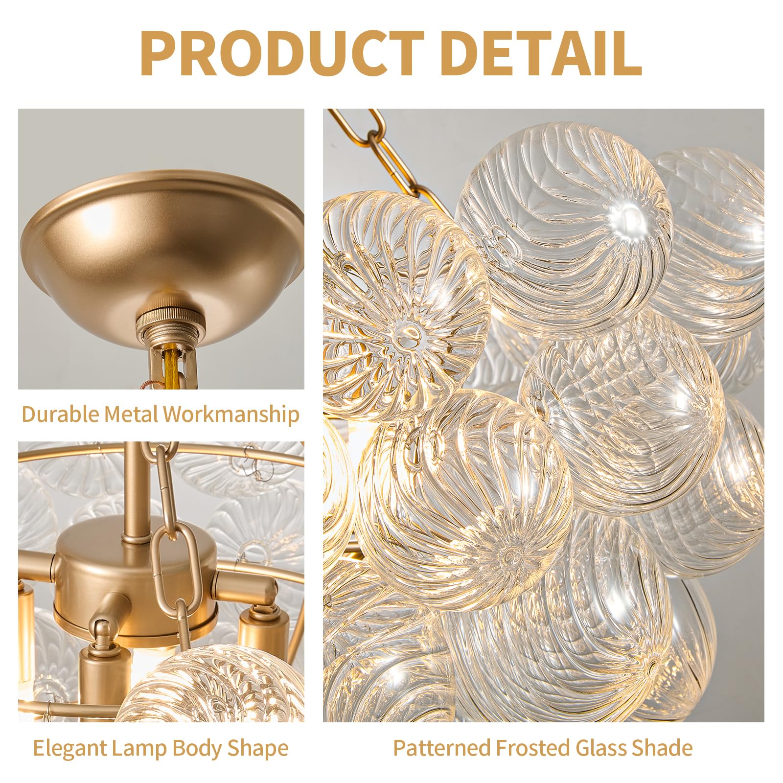 ALIYIQI Nordic Bubble Ball Swirled Modern Chandelier,Dia 20 Inch