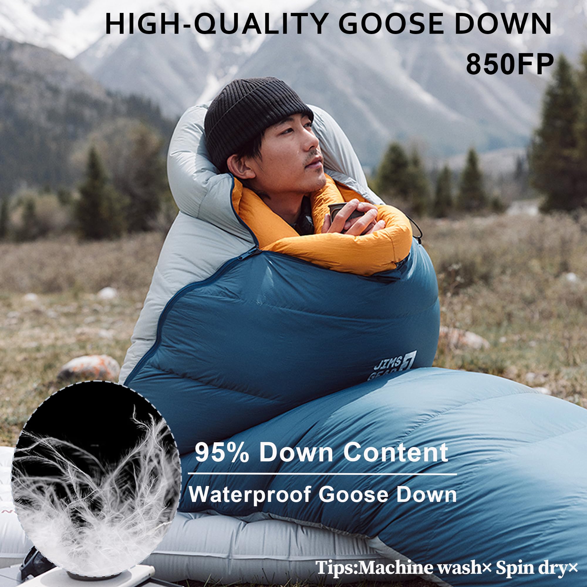 Naturehike Schlafsäcke, 850FP, wasserabweisender Gänsedaunen-Schlafsack, 15D-Nylon, wasserdicht, geschlossen, leicht, tragbar, für Übernachtungen bei kaltem Wetter und Camping, mit Aufbewahrungstasche