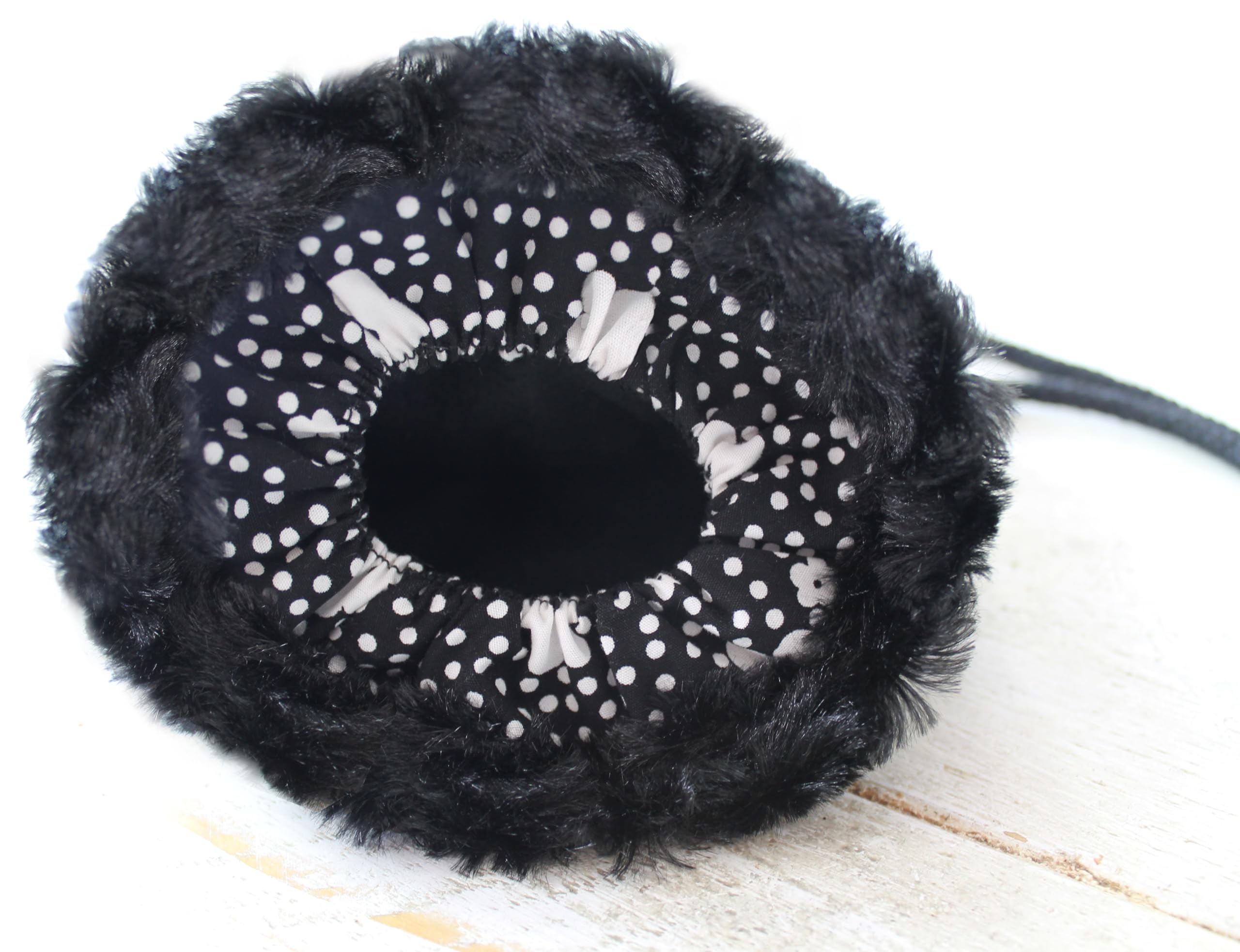 Muff Handmuff Damen mit Kordel schwarz