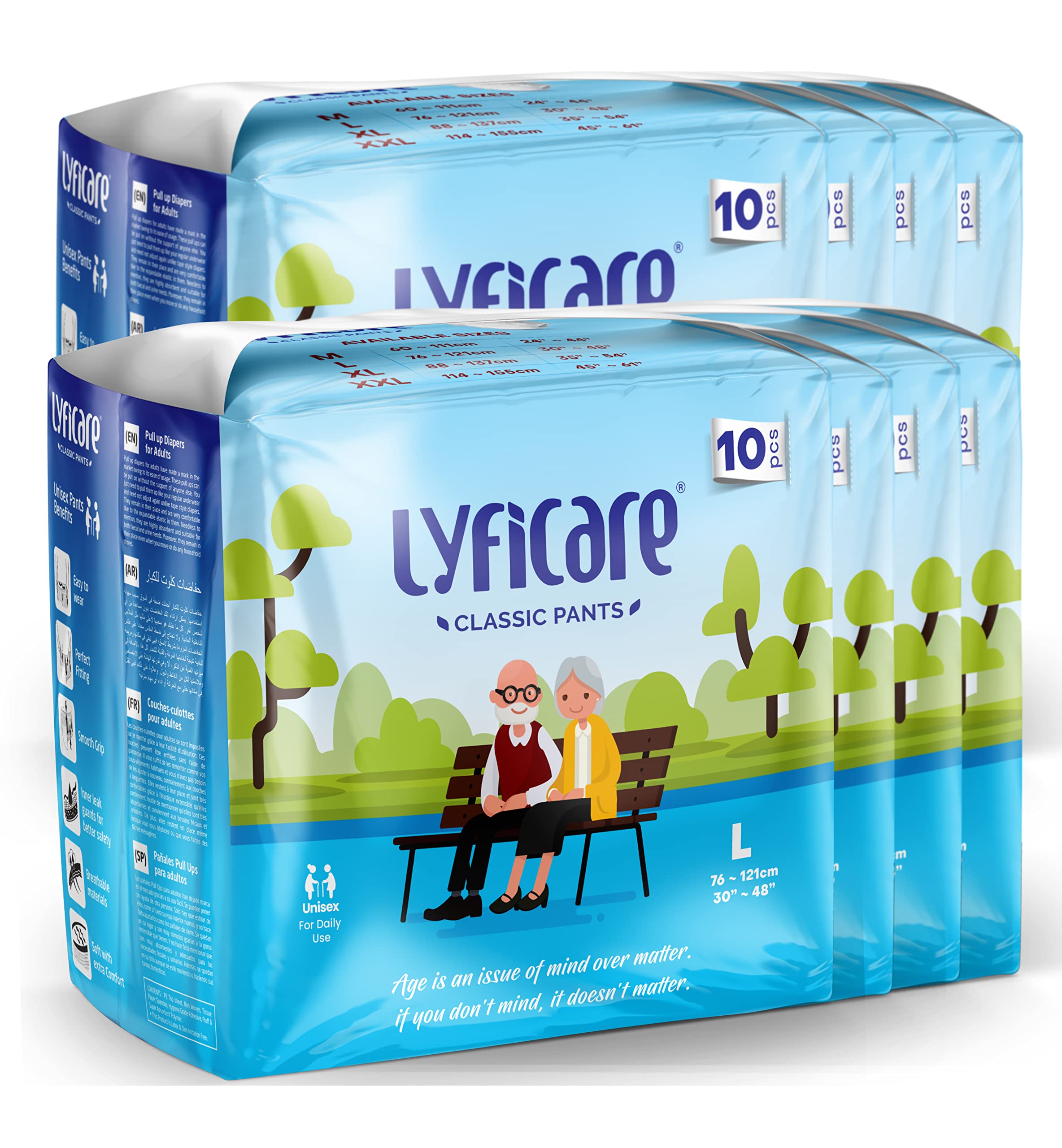 Lyficare Classic Adult Diaper Large Size (L) - 80 Units (Pack of 8) | Unisex Diapers Pants Style | Waist (75-100 cm) | Wetness Indicator, Super absorb, 360° Protection & 0% Leakage | For Men & Women (B0C1H9NWGB) Amazon Price History, Amazon Price Tracker