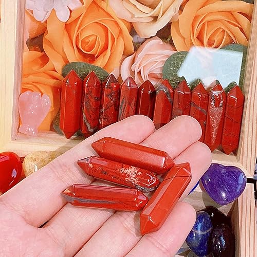 Miniatura 13 de Juego de 10 varitas de cristales curativos de ojo de tigre, piedras pulidas pulidas a granel naturales hexagonales puntiagudas Reiki de equilibrio