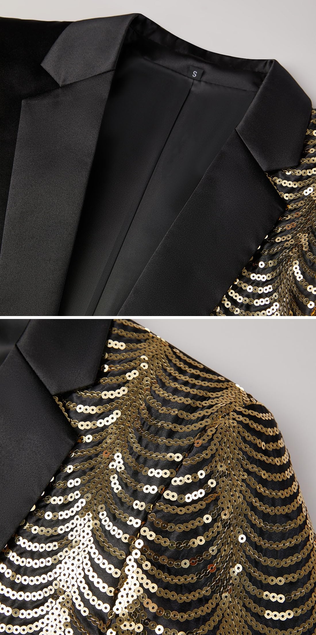 Blazer da Uomo Asimmetrico con Paillettes, Motivo A Onde Glitterate, Un Bottone, Vestibilità Slim, Giacca da Smoking con Tasca Interna, Cappotto Formale Slim Fit per Discoteca, Carnevale, Costume Di