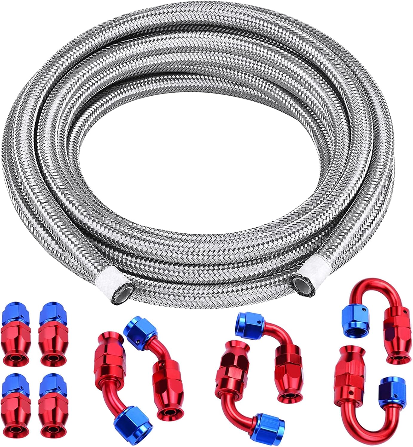 Piodelo 6AN PTFE Fuel Line Fitting Kit, E85 Oil Fuel Gas