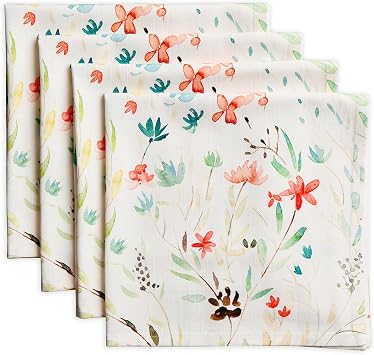 Maison d Hermine Cloth Napkins Set of 4 Reusable 100% Cotton 20" x 20" | Everyday Square Napkins Cloth Washable Dinner Party Wedding Restaurant Hotel Kitchen Spring Summer - Colmar