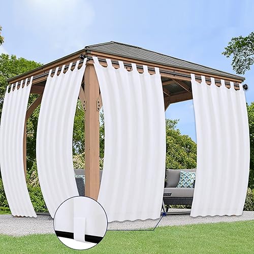 PureFit Cortinas de exterior para patio desmontable, con pestañas adhesivas, impermeables, resistentes a la intemperie, a los rayos UV y a la