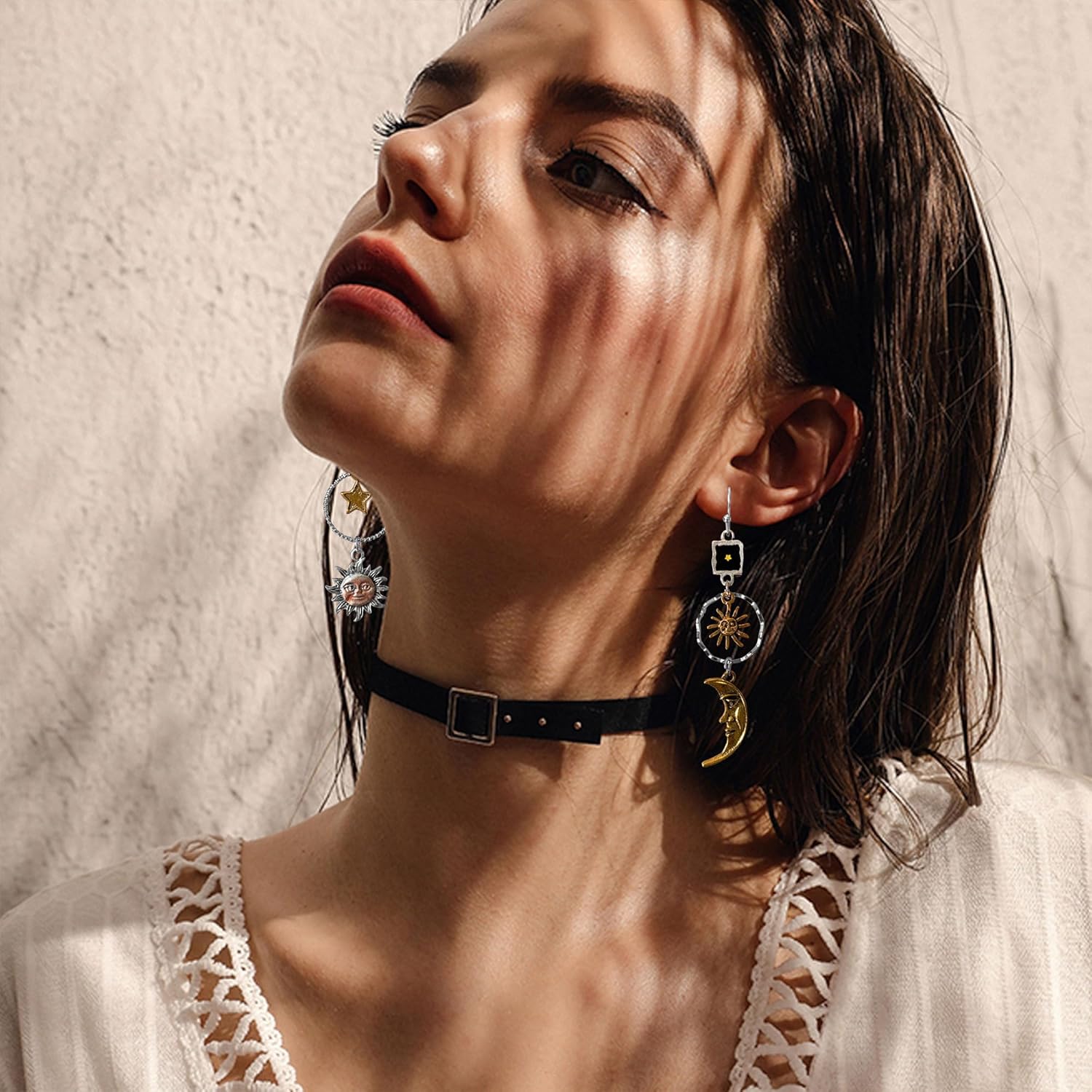 Boho Star Sun Moon Dangle Drop Earrings for Women Vintage Handmade Celestial Asymmetric Earrings Statement Accessories Jewelry Gifts - Image 3